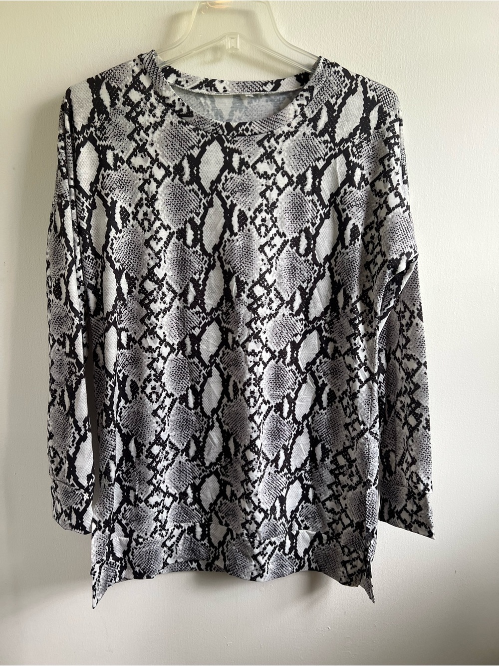Snake Print Long Sleeve Women’s Top - Black & White